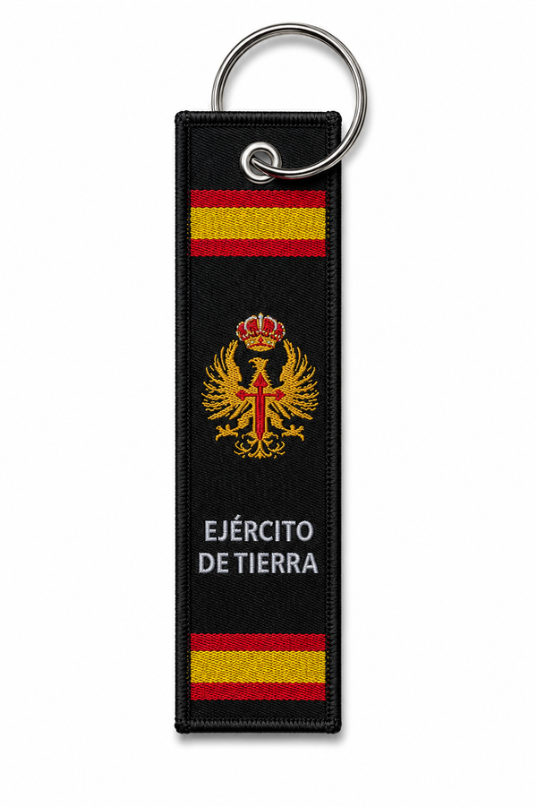Llavero Tela Doble Cara Ejército de Tierra — Fondo Verde y Negro