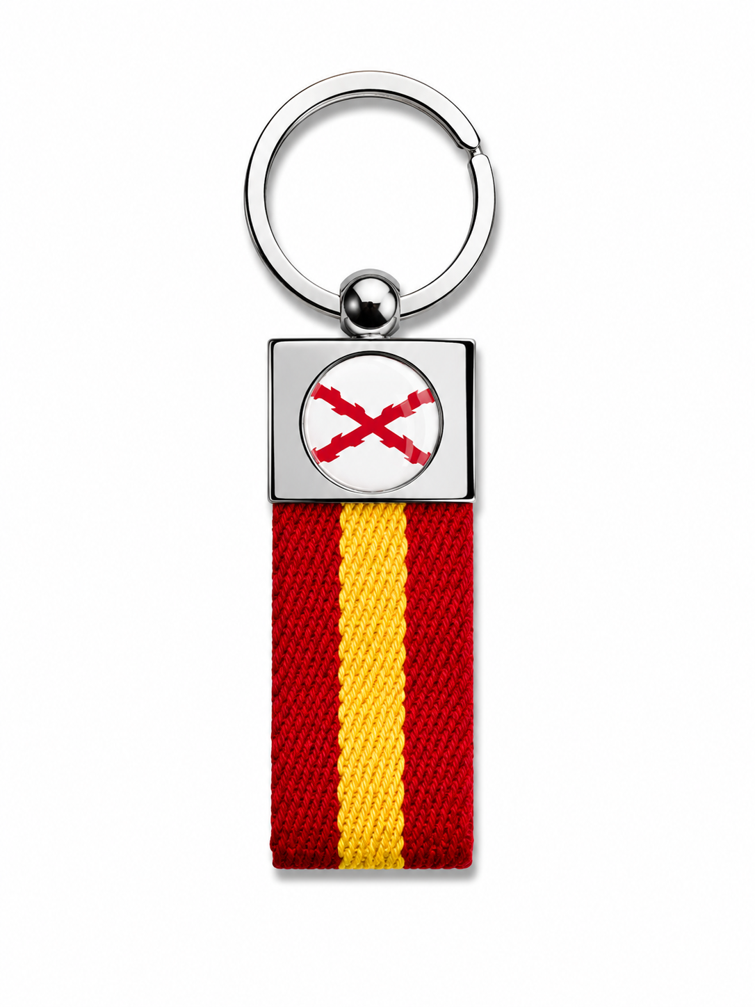 Llavero Cruz de Borgoña — Enganche Metálico con Lona Bandera de España