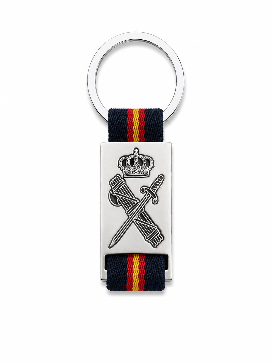 Llavero Metálico Guardia Civil Grabado Láser con Banda de Tela