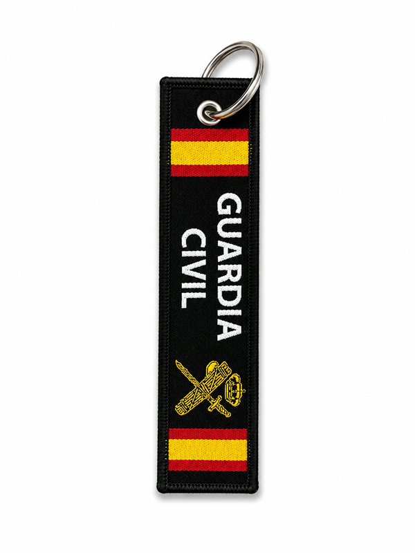 Llavero Tela Virgen del Pilar — Guardia Civil y Bandera de España