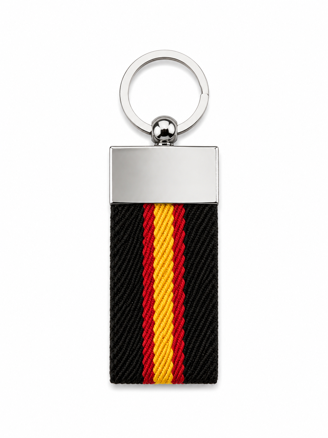 Llavero Tela con Placa Metálica y Franja Bandera de España