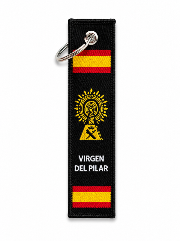 Llavero Tela Virgen del Pilar — Guardia Civil y Bandera de España