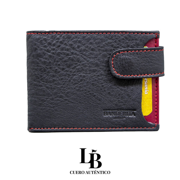Cartera Negra y Roja de Piel | Fabricada en España