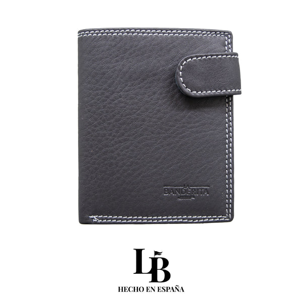 Cartera Piel Negra y Gris | Fabricada en España