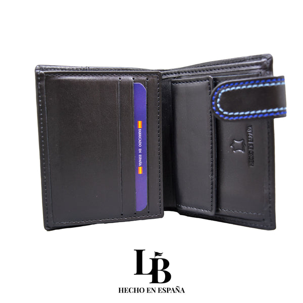 Cartera Piel Cuero Negra Hombre | Hecha en España