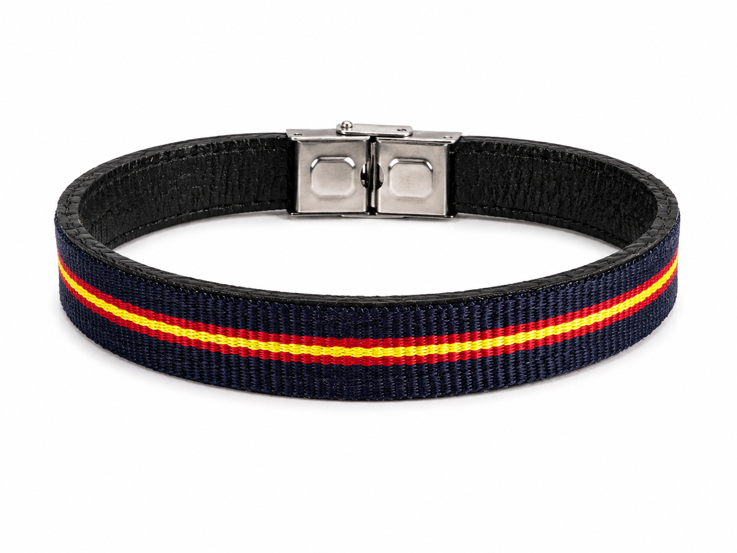 Pulsera de Cuero con Lona España – Azul