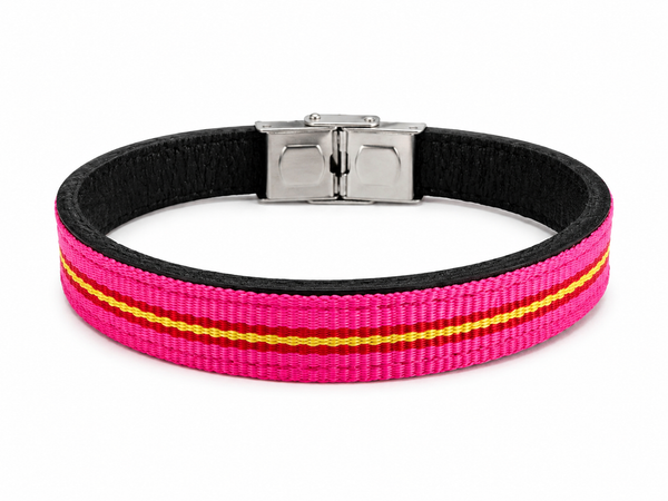 Pulsera de Cuero con Lona España – Rosa