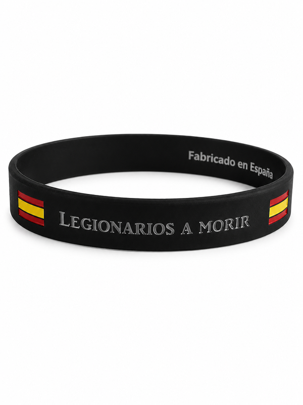 Pulsera Legión Española | Silicona Negra «Legionarios a Morir» y Bandera de España