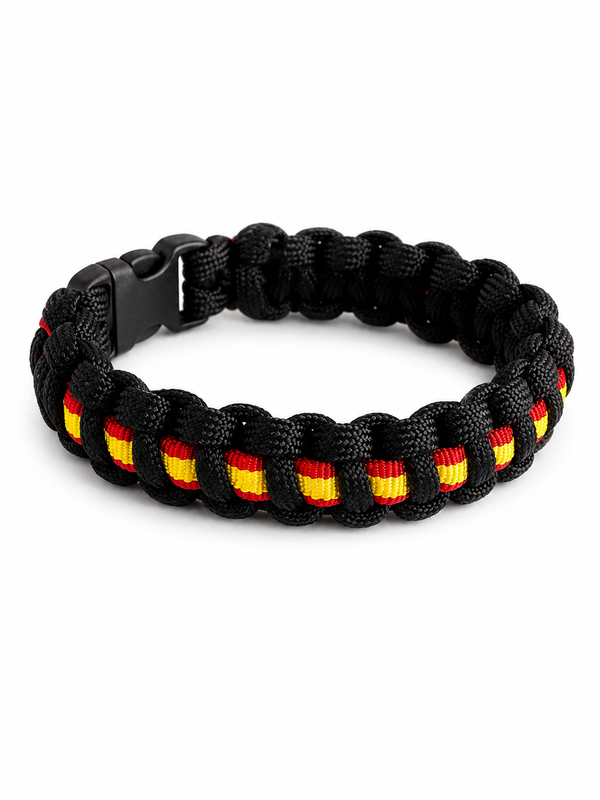 Pulsera de Paracord con Bandera de España | Cuerda Técnica Trenzada