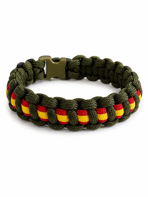 Pulsera de Paracord con Bandera de España | Cuerda Técnica Trenzada