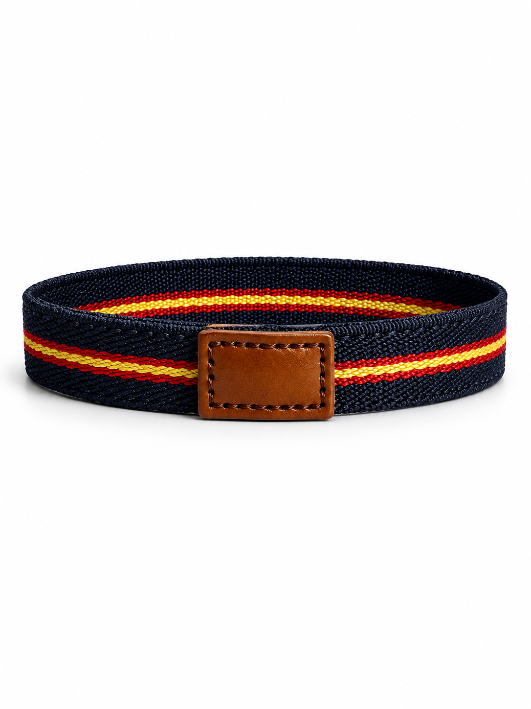 Pulsera de Goma Elástica con Parche de Piel y Bandera de España
