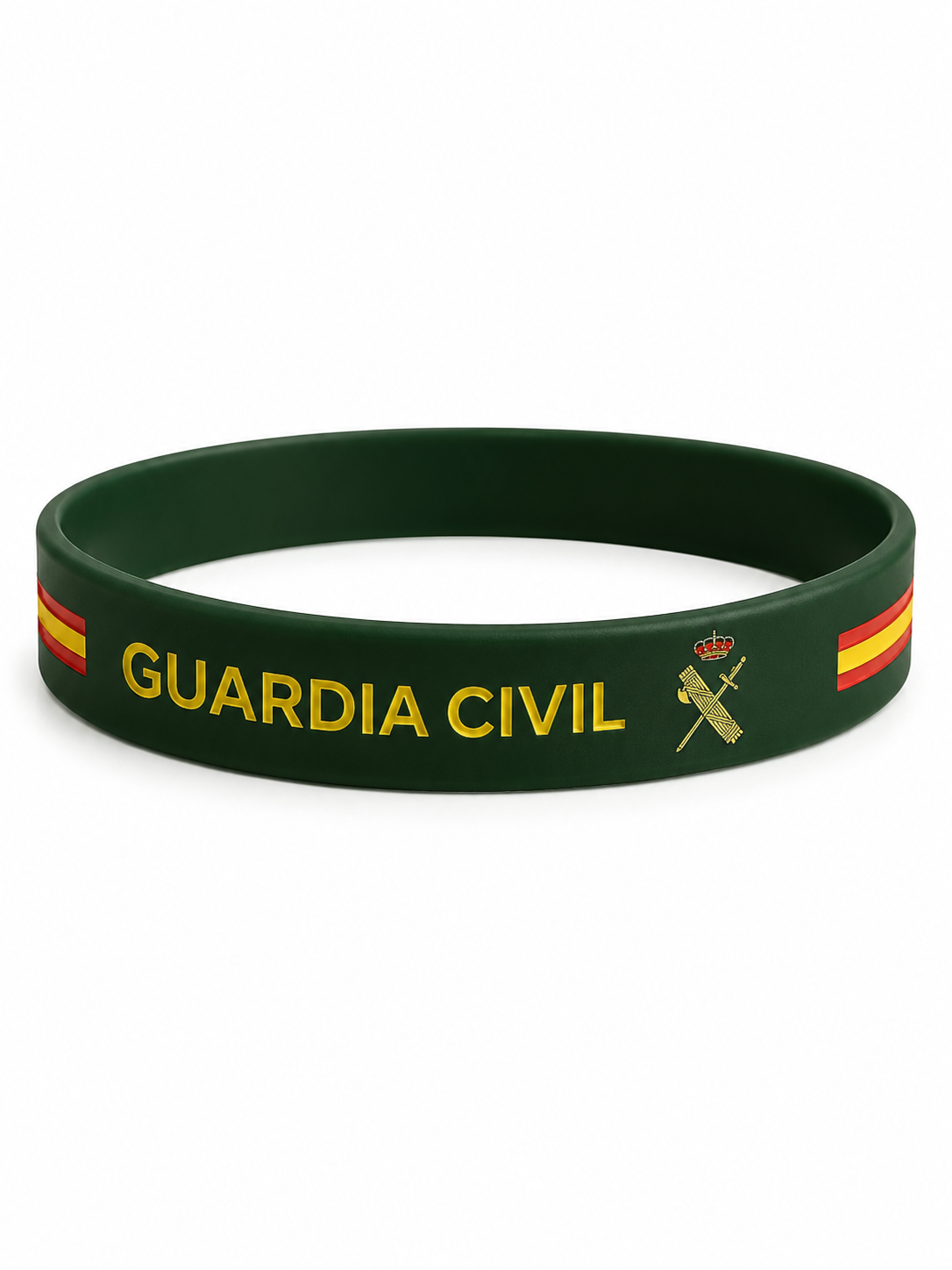 Pulsera Guardia Civil | Silicona Verde con Texto y Emblema Grabado