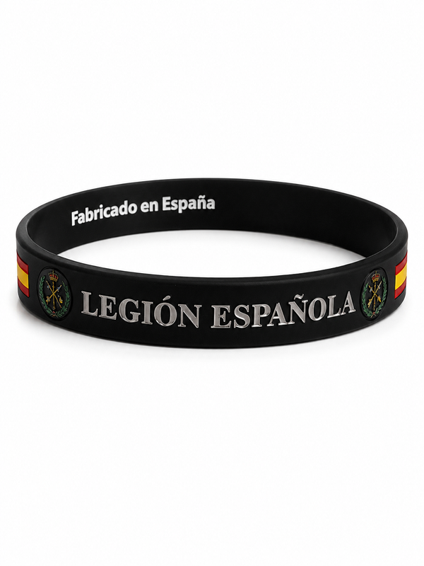 Pulsera Legión Española | Silicona Negra «Legionarios a Morir» y Bandera de España
