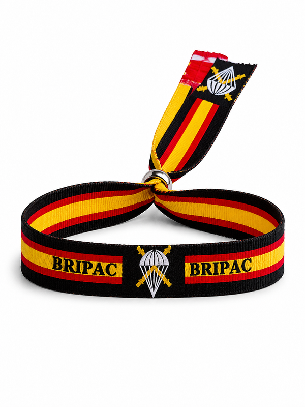 Pulsera BRIPAC | Tela con Emblema Brigada Paracaidista y Bandera de España