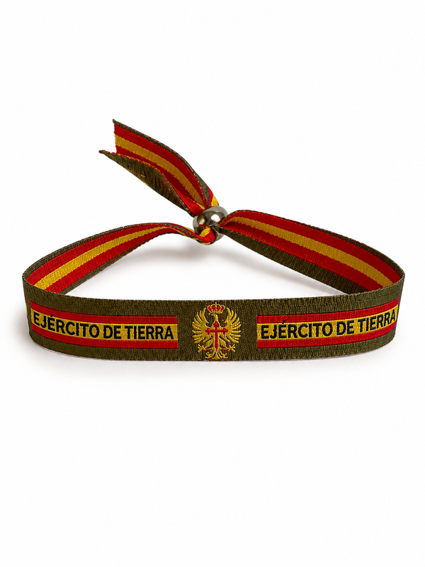 Pulsera Ejército de Tierra | Tela con Emblema Bordado y Bandera de España