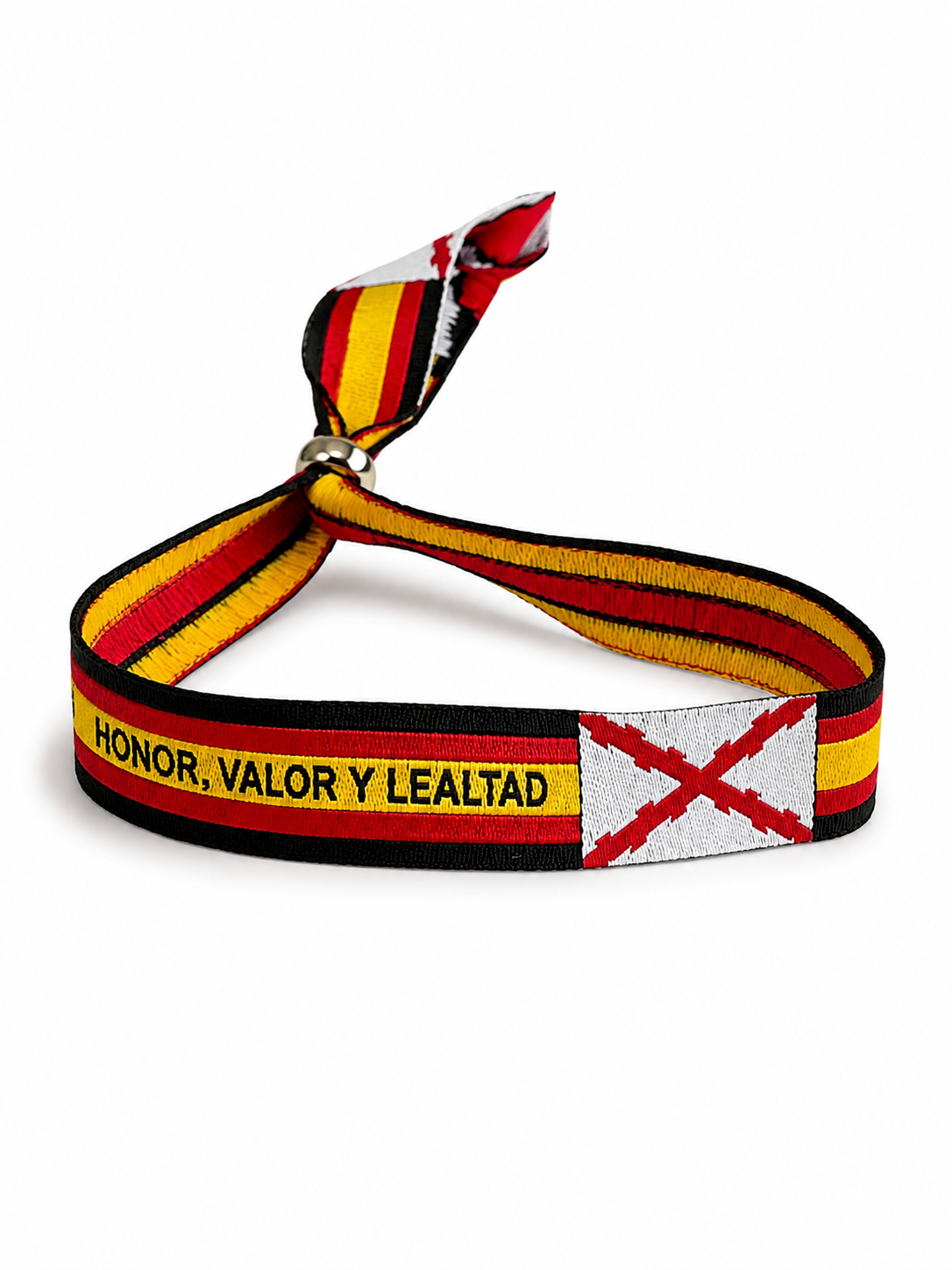 Pulsera de Tela «Honor, Valor y Lealtad» | Bandera de España y Cruz de Borgoña