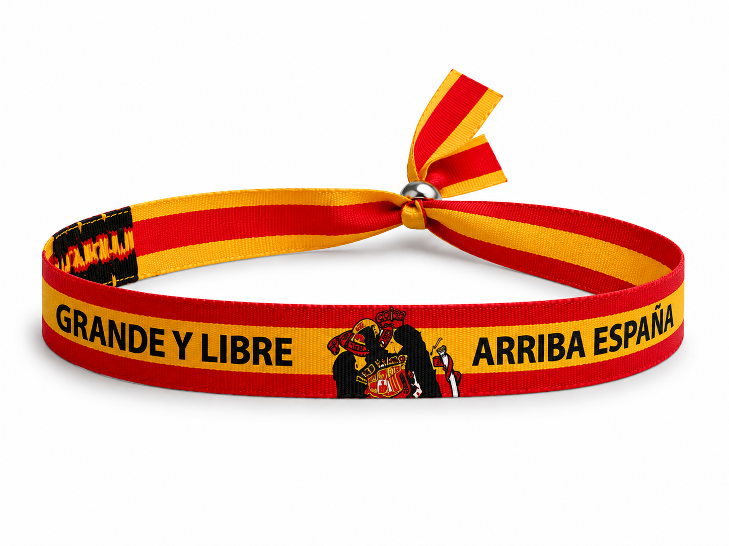 Pulsera «Grande y Libre • Arriba España» | Tela con Bandera de España y Cierre de Lazo