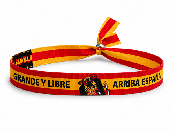 Pulsera «Grande y Libre • Arriba España» | Tela con Bandera de España y Cierre de Lazo
