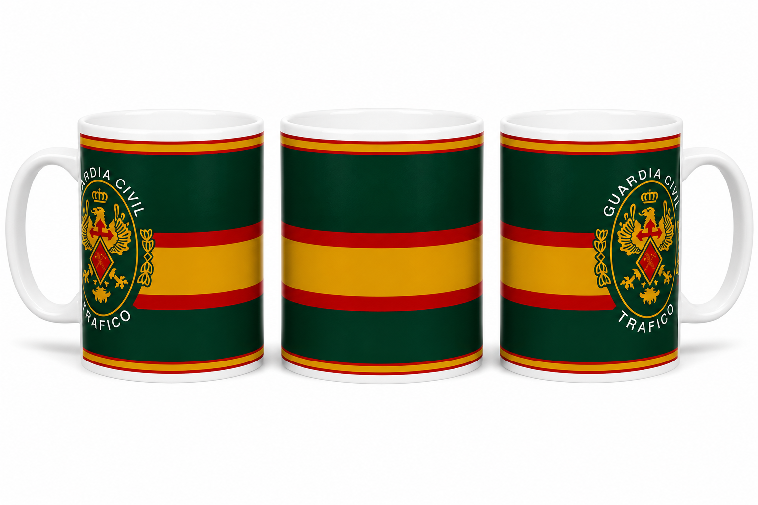 Taza Guardia Civil de Tráfico | Verde con Emblema y Bandera de España