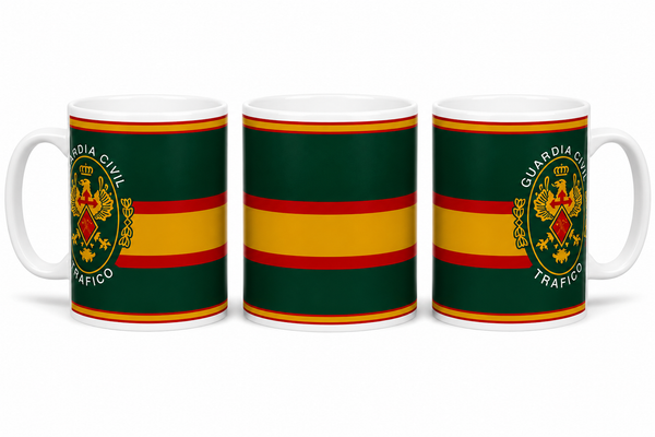 Taza Guardia Civil de Tráfico | Verde con Emblema y Bandera de España