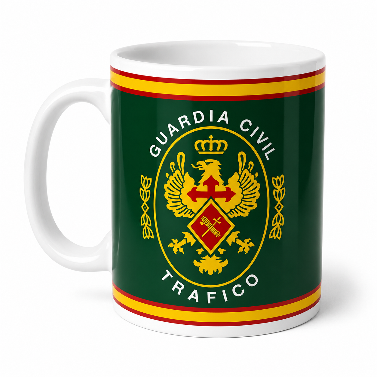 Taza Guardia Civil de Tráfico | Verde con Emblema y Bandera de España