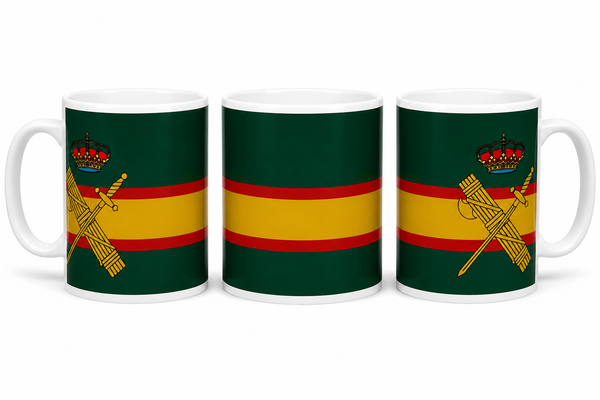 Taza Guardia Civil | Verde con Emblema y Bandera de España