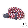 Cinturón Elástico Trenzado Rojo y Azul - Comodidad y Estilo Casual