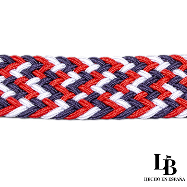 Cinturón Elástico Trenzado Rojo y Azul - Comodidad y Estilo Casual