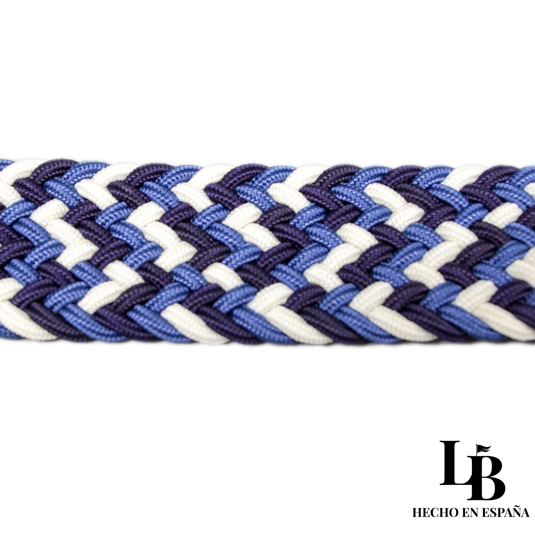 Cinturón Elástico Trenzado Azul y Blanco - Comodidad y Estilo Casual