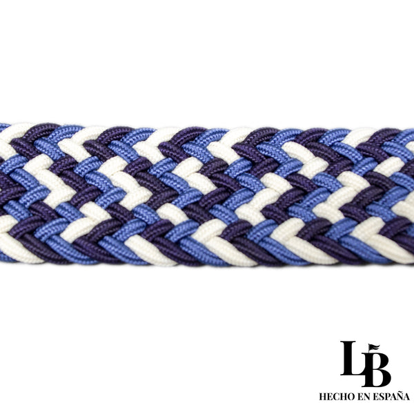 Cinturón Elástico Trenzado Azul y Blanco - Comodidad y Estilo Casual