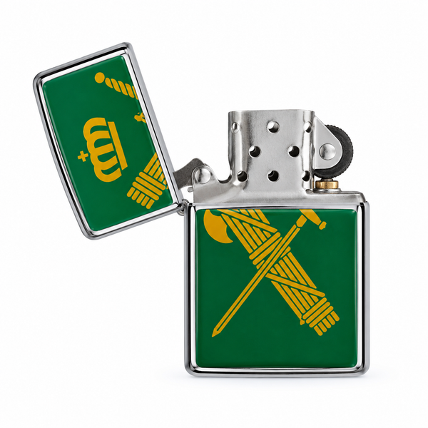 Mechero Estilo Zippo Guardia Civil – Emblema Dorado sobre Verde