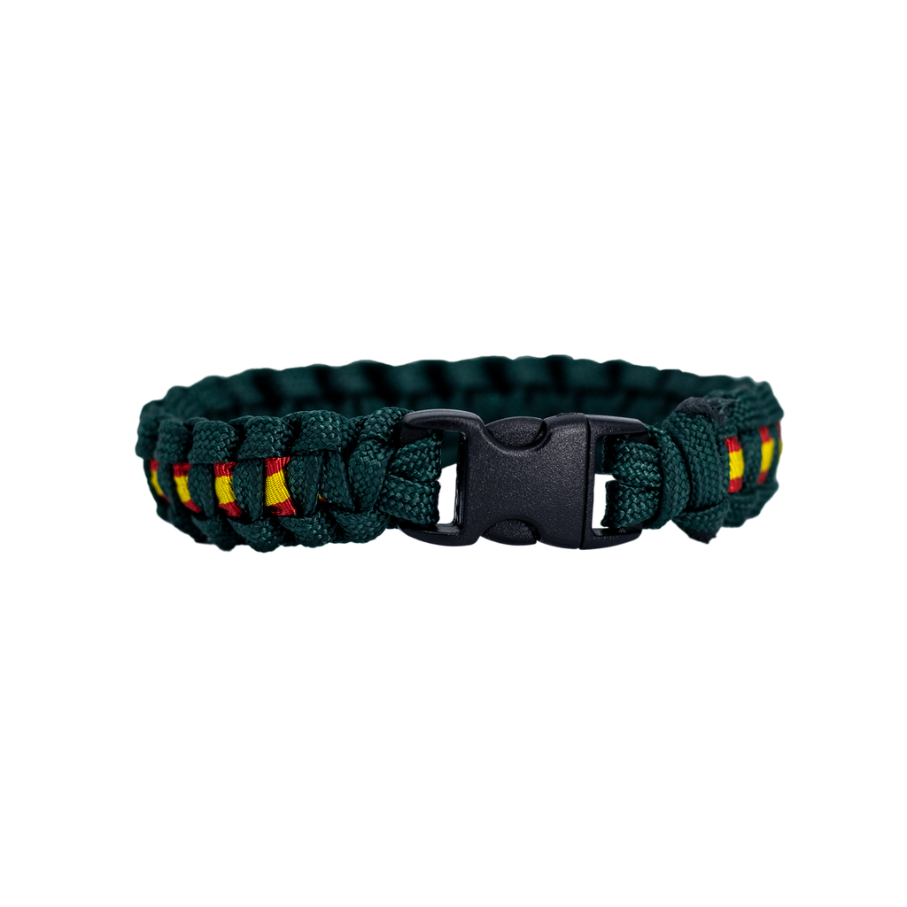 Comprar Pulsera Cuero Grabada Negra Guardia Civil Verde